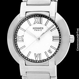 HERMES NOMADE Mens Unisex Automatic Quartz SS Steel Watch - $5,500 Retail, Mint