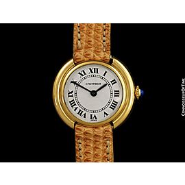 CARTIER ELLIPSE Vintage Ladies Solid 18K Gold Watch