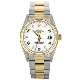 Rolex Datejust Stainless Steel Yellow Gold White Dial Smooth Bezel