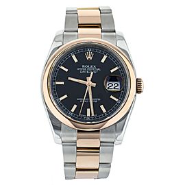 Rolex DateJust Black Dial Stainless Steel & Rose Gold Automatic 36MM