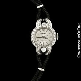 1950's ROLEX Ladies Vintage Cocktail Watch - 18K White Gold & Diamonds