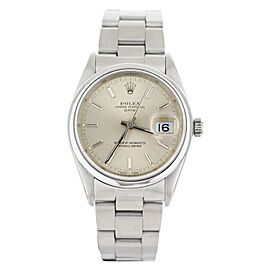 Rolex Oyster Perpetual Date Stainless Steel Silver Dial on Bracelet 34mm