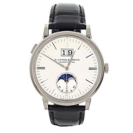A. Lange & Sohne Saxonia Moon Phase Silver Dial White Gold 40mm Full Set