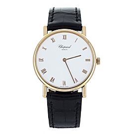 Chopard Yellow Gold White Dial Manual Wind Alligator Strap 35mm ref: 987