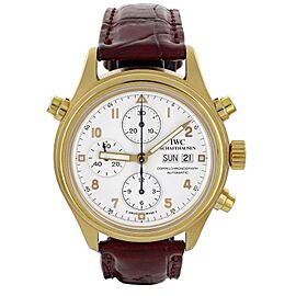 IWC Pilot Doppelchronograph White Dial Yellow Gold Automatic