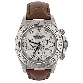 Rolex Daytona Chronograph Mother of Pearl Dial White Gold Alligator