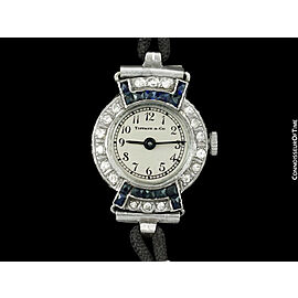 1930's TIFFANY & CO. Ladies Vintage Platinum Diamond & Sapphire Watch