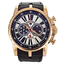 Roger Dubuis Excalibur Chronograph Rose Gold Silver Brown Dial 45mm