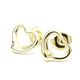 TIFFANY & Co 18K Yellow Gold Open Heart Stud Earrings I0029