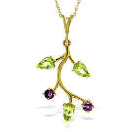 0.95 CTW 14K Solid Gold Necklace Amethyst Peridot