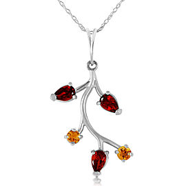 0.95 CTW 14K Solid White Gold Down The River Garnet Citrine Necklace