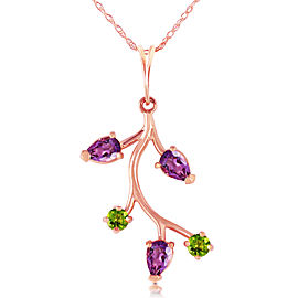 14K Solid Rose Gold Necklace with Amethyst & Peridot