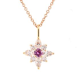 Charming Pink Sapphire and Diamond Starburst Pendant Necklace