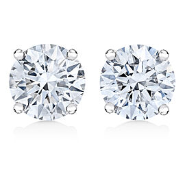 AGS Certified 14K White Gold 1.0 Cttw 4-Prong Set Brilliant Round-Cut Solitaire Diamond Push Back Stud Earrings (H-I Color, SI2-I1 Clarity)