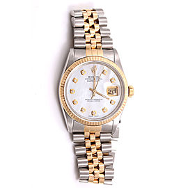 Rolex Datejust 18K Yellow Gold / Stainless Steel Mother of Pearl Diamond Dial 36mm Mens Watch