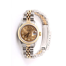 Rolex Datejust 14K Yellow Gold And Stainless Steel Champagne Diamond Dial 26mm Womens Watch