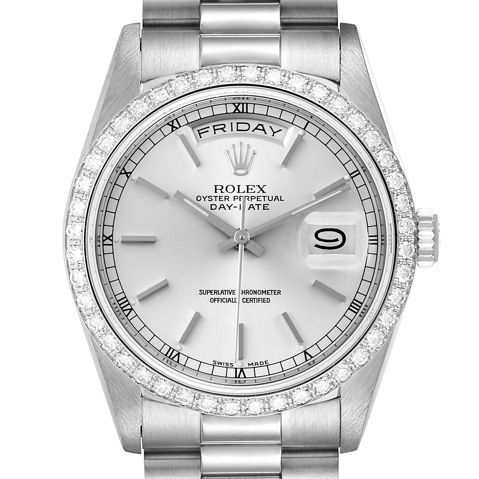 rolex oyster perpetual day date white gold
