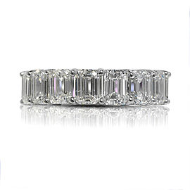 9 CARAT EMERALD CUT DIAMOND ETERNITY BAND IN 14K WHITE GOLD SHARED PRONG 55 POINTER BY MIKE NEKTA