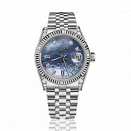 Rolex Datejust Diamond Tahitian Mother of Pearl Dial 36mm Oyster Perpetual Watch