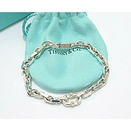 TIFFANY & Co Sterling Silver 18k gold Makers Narrow Chain Bracelet LXGoods-224