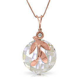 14K Solid Rose Gold Necklace withNatural Rose Topaz & Diamond