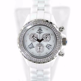 Techno JPM 868C White Ceramic & Diamonds Bezel 34mm Womens Watch