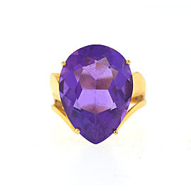 14K Yellow Gold Amethyst and Diamond Ring Size 7