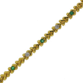 Yellow Gold Diamond, Emerald Mens Bracelet