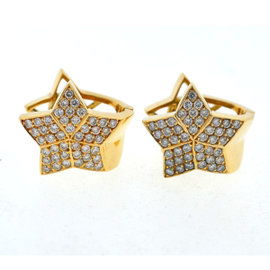 18k Yellow Gold Pave Star Diamond Earrings