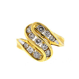 14K Yellow Gold Diamond Swirl Ring Size 4.5