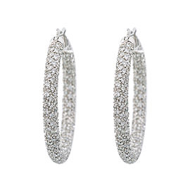 18K White Gold 5.60 Ct H SI1 Diamond Earring Hoops 14.7 Grams 1.5" Wide