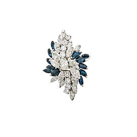 14K White Gold 8Ct Diamond Sapphire Ring 10.6 Grams Ring Size 6.25