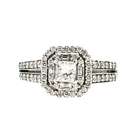 14k White Gold Princess Cut Pave Diamond Engagement Ring Approx 1.26 TCW