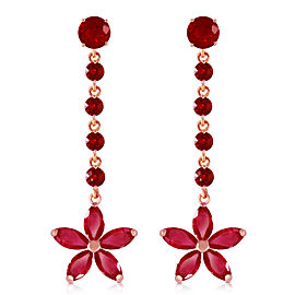 14K Solid Rose Gold Chandelier Earrings with Ruby