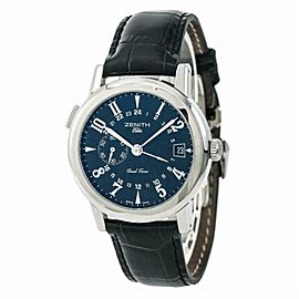 Zenith Elite Port Royal V Dual Time 01/02.0451.682 Mens Automatic Watch SS 38mm