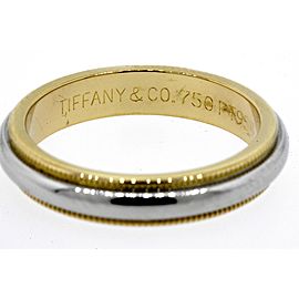 Tiffany & Co. Platinum 18k Gold Wedding Band Ring 4mm size 5.5 Vintage