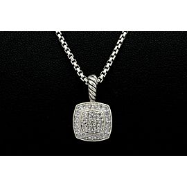 David Yurman Diamond Necklace Pendant Pave Petite Albion Sterling Silver 7mm