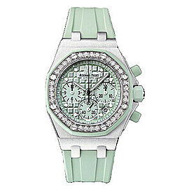 Audemars Piguet Royal Oak Offshore 26048SK Mint Green Factory Diamond Watch 37m