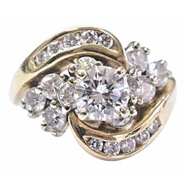Fine Round Cut Diamond Solitaire W Accent Engagement Ring 14KT 1.52Ct F-VS1