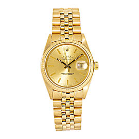 Rolex Datejust 16018 Champagne Dial Jubilee 18K Yellow Gold Unisex Watch 36mm