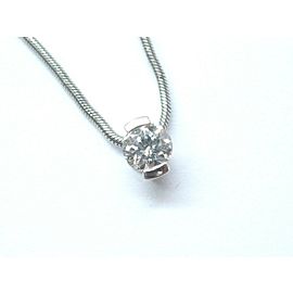 Movado Round Brilliant Diamond Solitaire Pendant Necklace .33Ct 16"