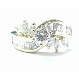 Fine Round Brilliant Marquise & Baguette Diamond Engagement YG Ring 1.40Ct