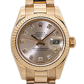 Rolex Datejust 179175 Diamond Pink Dial President 18K Rose Gold Watch
