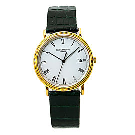 Patek Philippe Calatrava 3944 J 18k Yellow Gold White Dial Watch 33mm