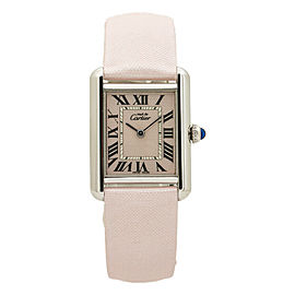 Cartier Tank 2416 NEW Quartz Ladies Watch Silver 925 Pink Dial 22mm