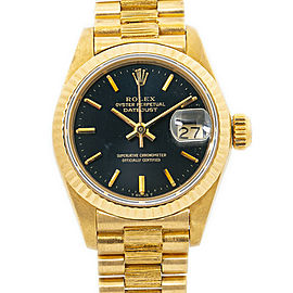 Rolex 6917 Gilt Datejust President Paper Automatic Lady Watch BlackDial 18k 26m