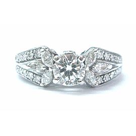 Natural Round & Marquise Diamond White Gold Engagement Ring .96Ct 18KT/Platinum