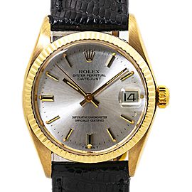 Rolex Datejust 6827 Midsize 18K Yellow Automatic Ladies Watch Silver Dial 31mm