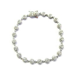 Diamond Bezel Tennis Bracelet 18kt White Gold 20-Stones 2.40Ct F-VS1 7"