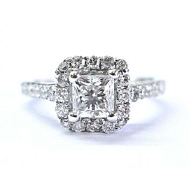 Halo Princess Cut Diamond Engagement Ring 1.10Ct 14KT White Gold